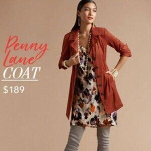 Cabi 3490 PENNY LANE FAUX SUEDE BUTTON DOWN CAR COAT S Rust Brown